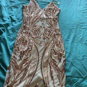 Special occasion rose gold sequin dress